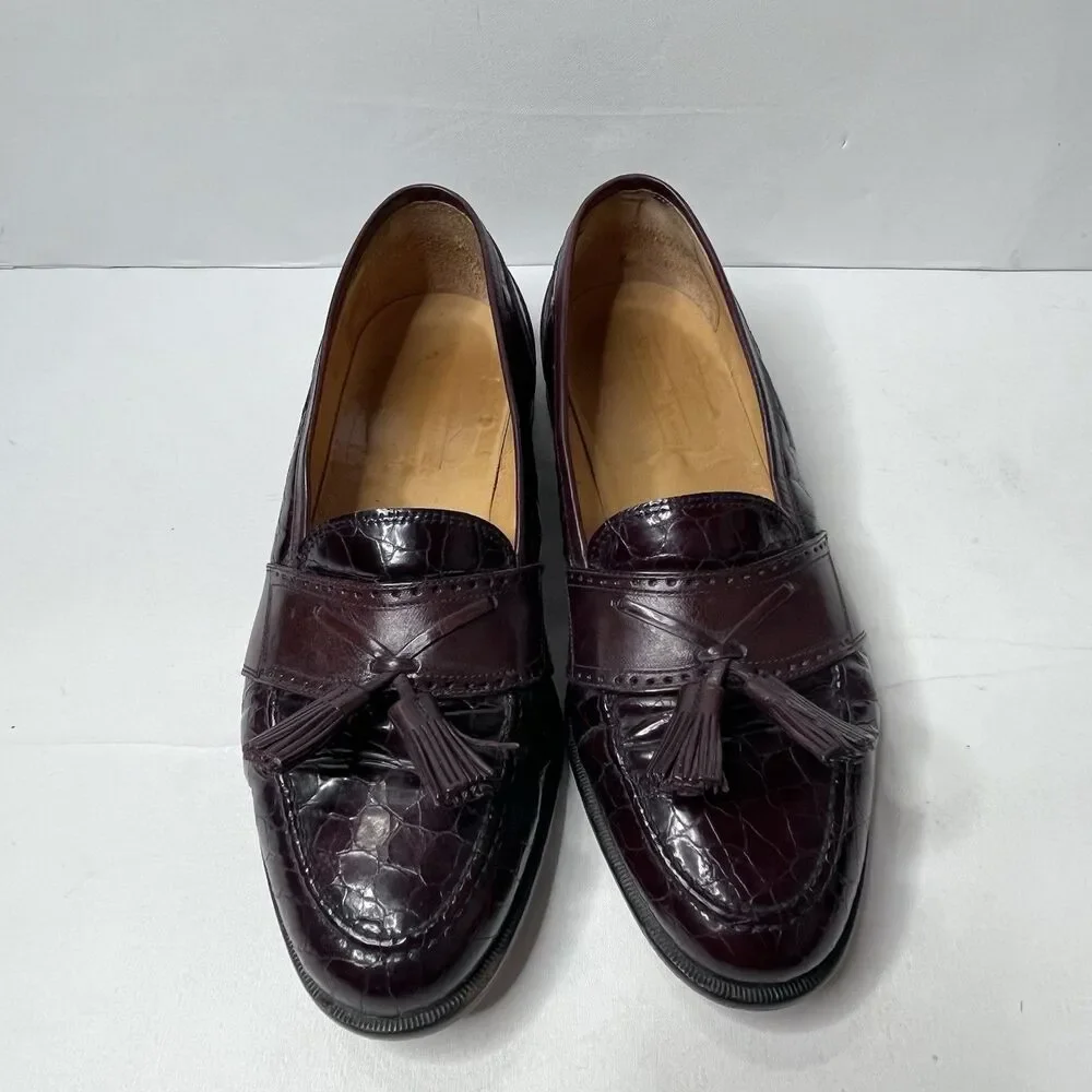 JOHNSTON & MURPHY Burgundy  Kiltie Tasseled Loafers Italy Mens 9M